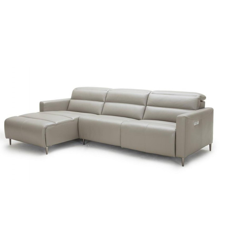 J&M Dylan Contemporary Taupe Premium Leather Motion Sectional Sofa LHC