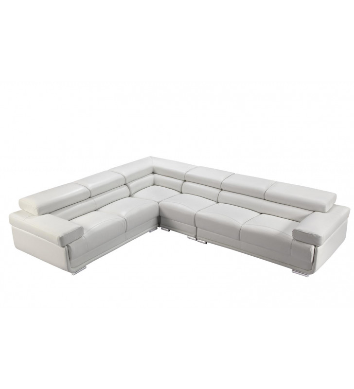 ESF 2119 White Leather Luxury Modular Sectional Sofa Contemporary Modern