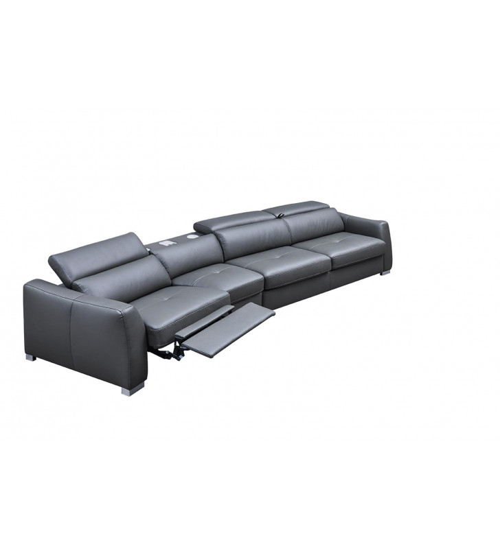 Dark Grey Sectional w/Bed and Electric Recliner LHC Contemporary ESF 312 