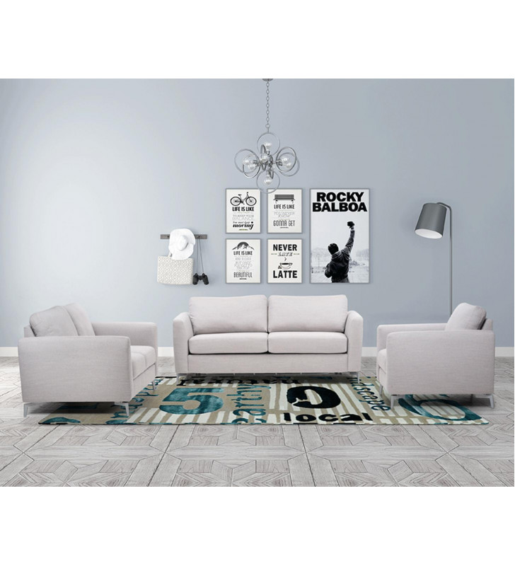 Light Grey Fabric Sofa Bed Set 3Pcs Contemporary ESF Alex 