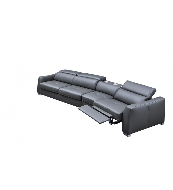 Dark Grey Sectional w/Bed and Electric Recliner RHC Contemporary ESF 312 