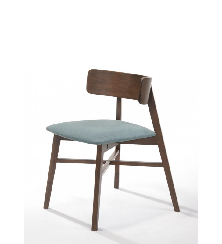 VIG Modrest Travis Modern Blue Fabric & Walnut Dining Chair (Set of 4) 