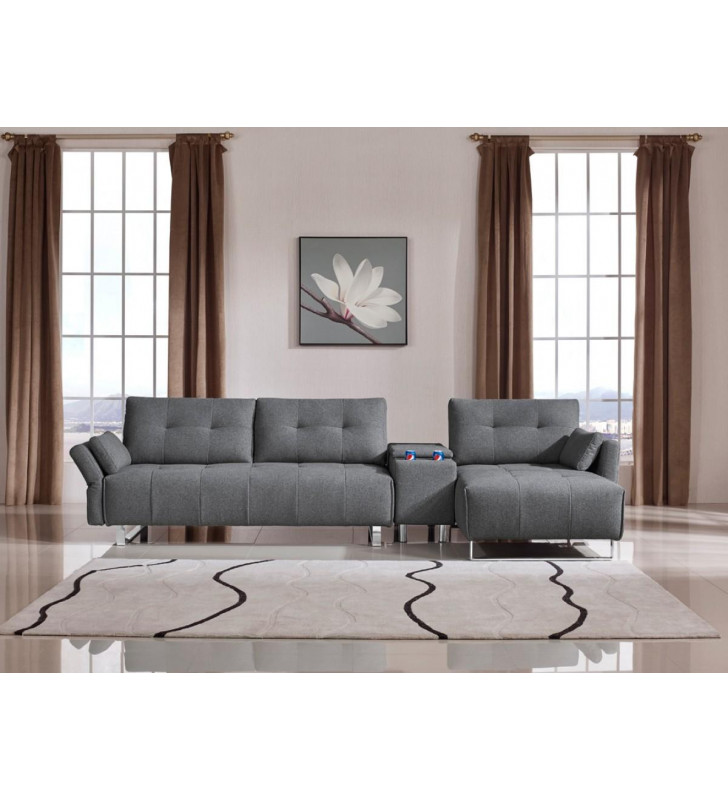 Grey Fabric Sectional Sofa w/ Storage Contemporary VIGDivani Casa Testro Modern 
