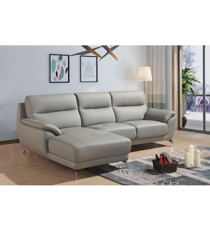 VIG Divani Casa Fortson Grey Eco-Leather Sectional Sofa w/ Left Facing Chaise