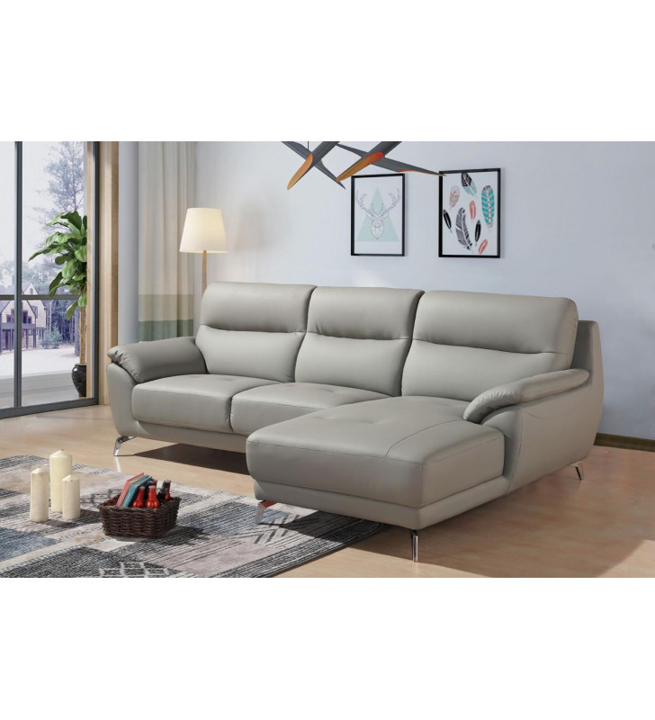 VIG Divani Casa Fortson Grey Eco-Leather Sectional Sofa w/ Right Facing Chaise