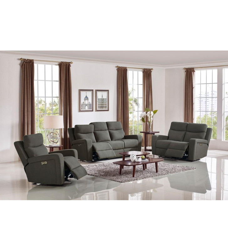 Grey Fabric Recliners Sofa Set 3Pcs VIG Divani Casa Shaw Modern Contemporary 