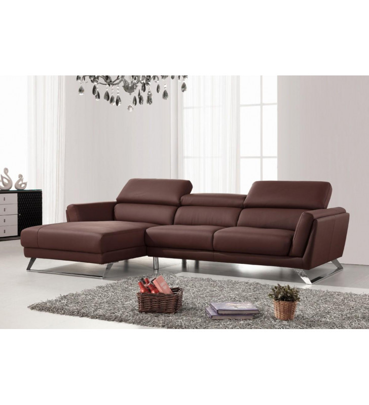 VIG Divani Casa Doss Modern Brown Eco-Leather Sectional Sofa Left Facing Chaise 