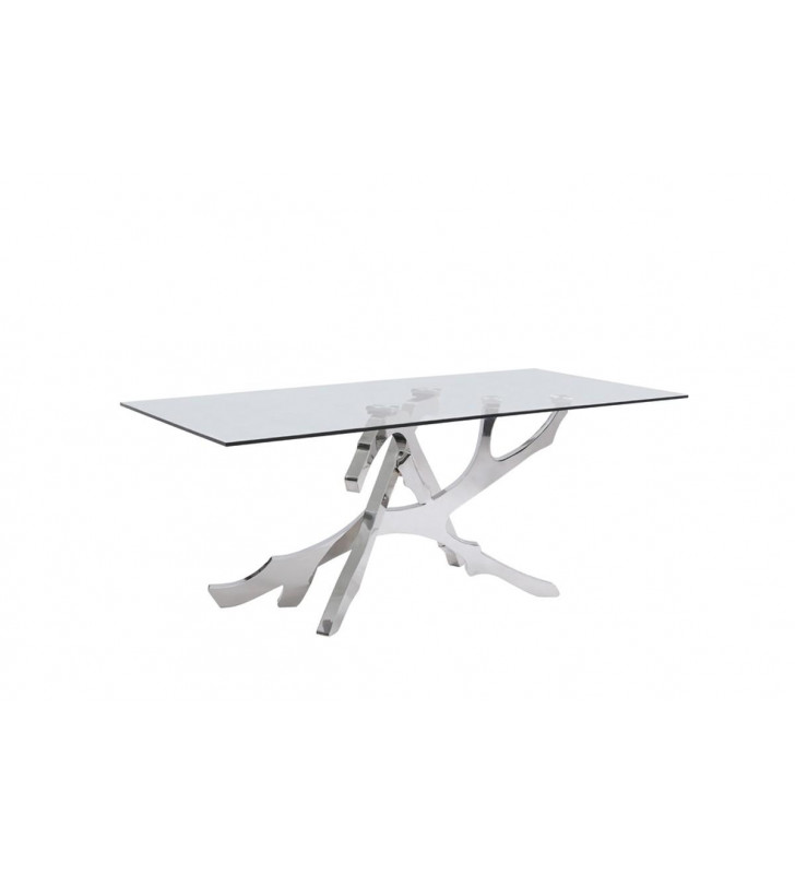 Glass & Stainless Steel Dining Table VIG Modrest Legend Modern Contemporary