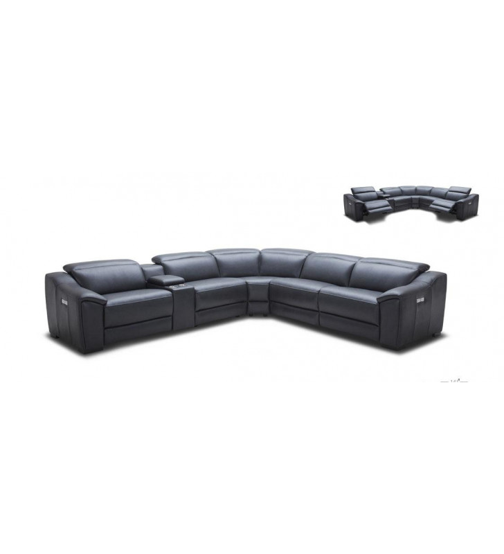 Grey Eco-Leather Sectional Sofa w/ Recliners Divani Casa Gentry Modern 