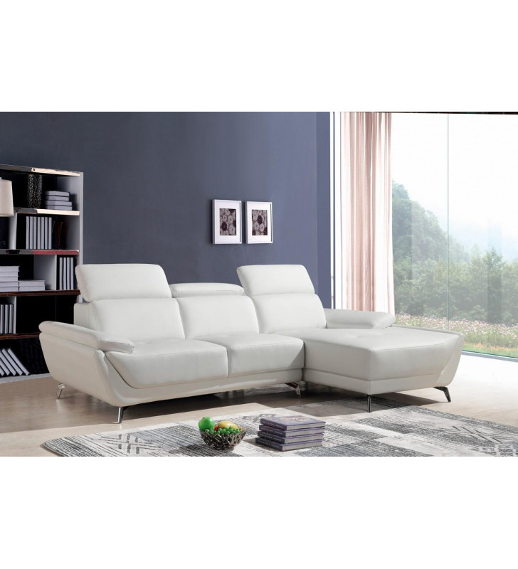 VIG Divani Casa Sterling Modern White Eco-Leather Sectional Right Hand Chase