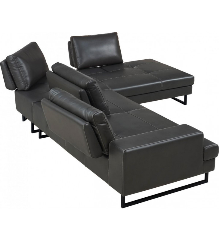 Grey Leatherette Sectional Sofa RHC VIG Divani Casa Bowery Modern 