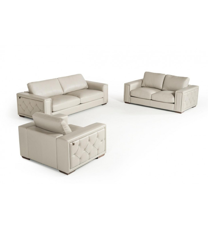 VIG Estro Salotti Iseo Light Grey Full Italian Leather Sofa Set 3Pcs SP ORDER