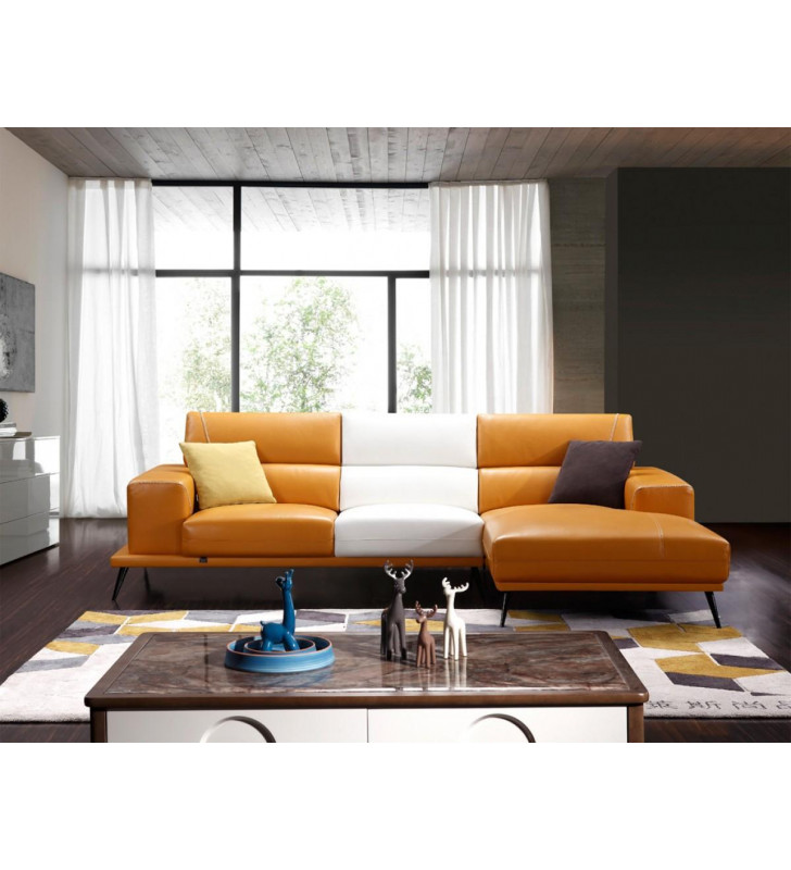 VIG Divani Casa Bardem Orange White Eco-Leather Sectional Modern SPECIAL ORDER