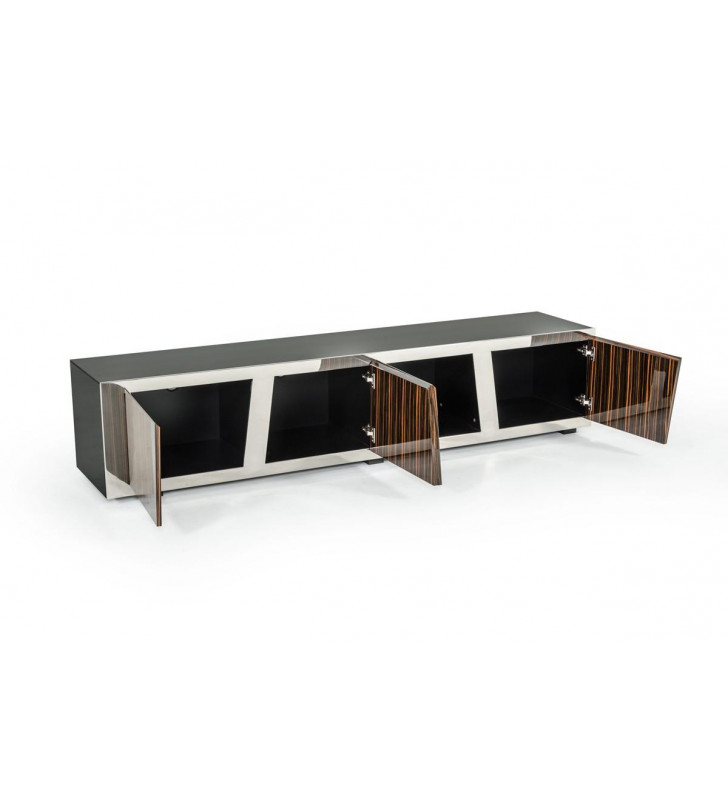 Glossy Ebony 4 Doors TV Stand VIG Modrest Sherman Modern Contemporary 