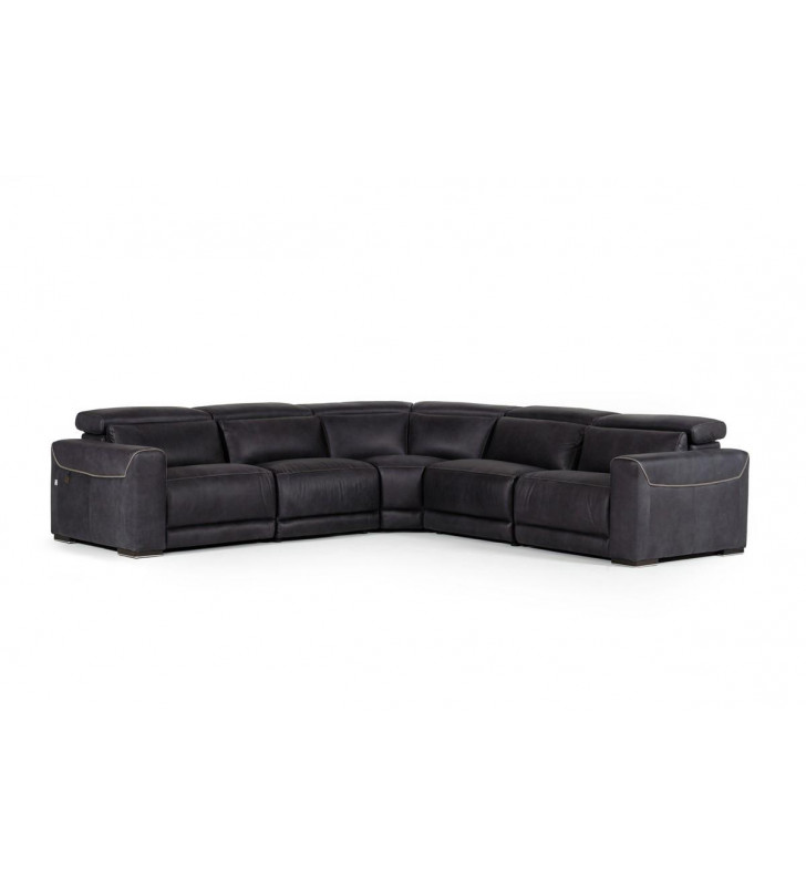VIG Estro Salotti Thelma Black Italian Leather Sectional Sofa Recliner SP ORDER