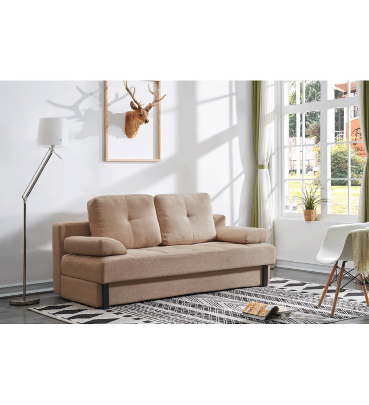 ESF 98 Contemporary Beige Fabric 3 Seat Sofa-bed Modern Chic