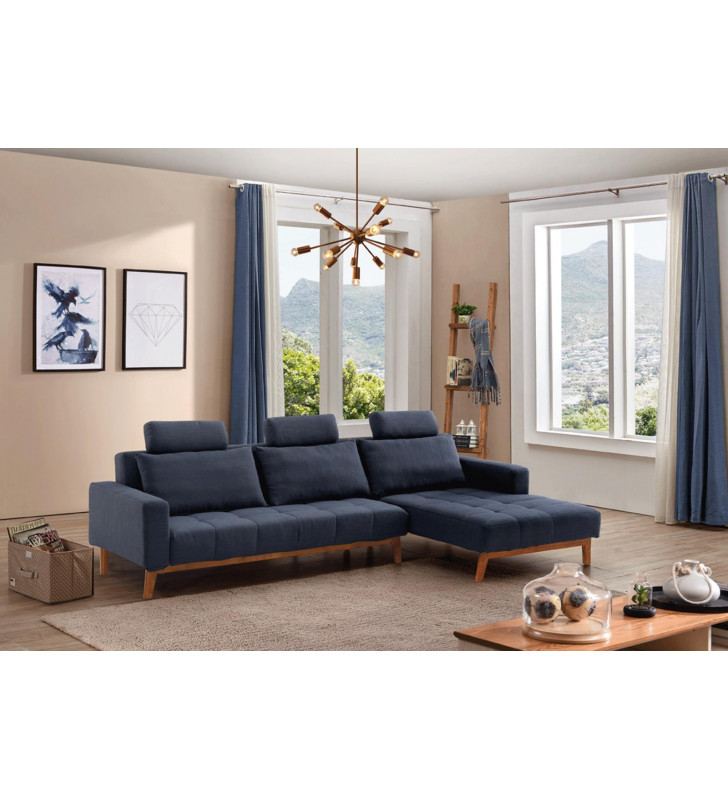 Dark Blue Fabric Sectional W/ Sleeping Option RHC Contemporary ESF Summer 