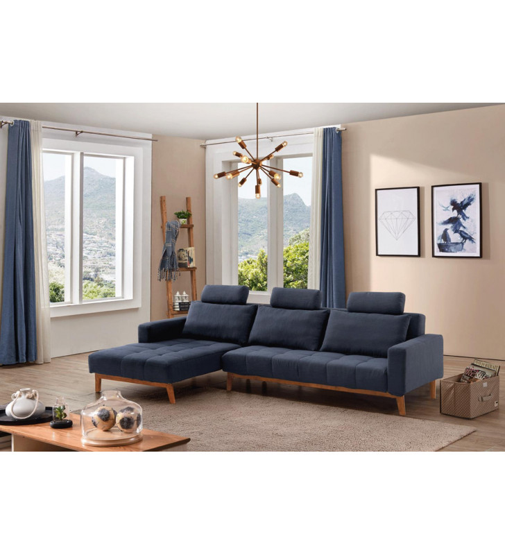 Dark Blue Fabric Sectional W/ Sleeping Option LHC Contemporary ESF Summer 