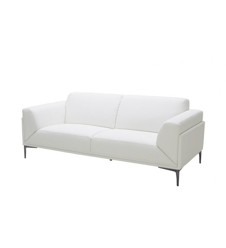 White Premium Italian Leather Sofa Modern J&M Davos