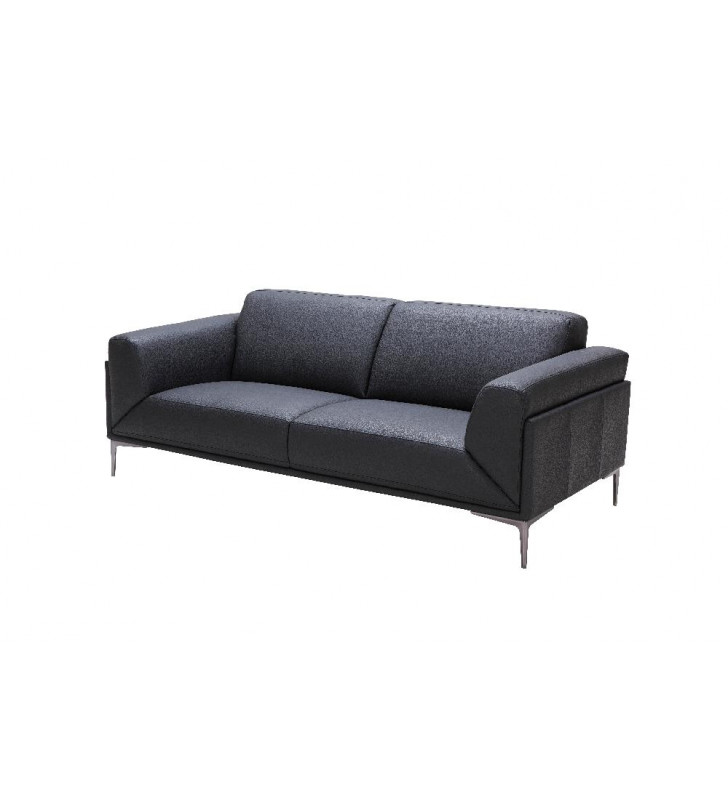 Black Premium Italian Leather Sofa Contemporary Modern J&M Knight