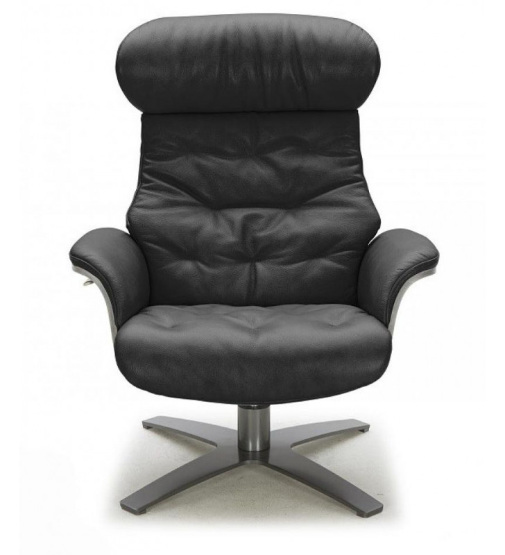 Premium Black Italian Leather Lounge Chair Contemporary J&M Karma