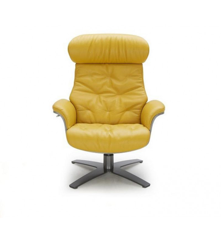 Premium Mustard Italian Leather Lounge Chair Contemporary J&M Karma