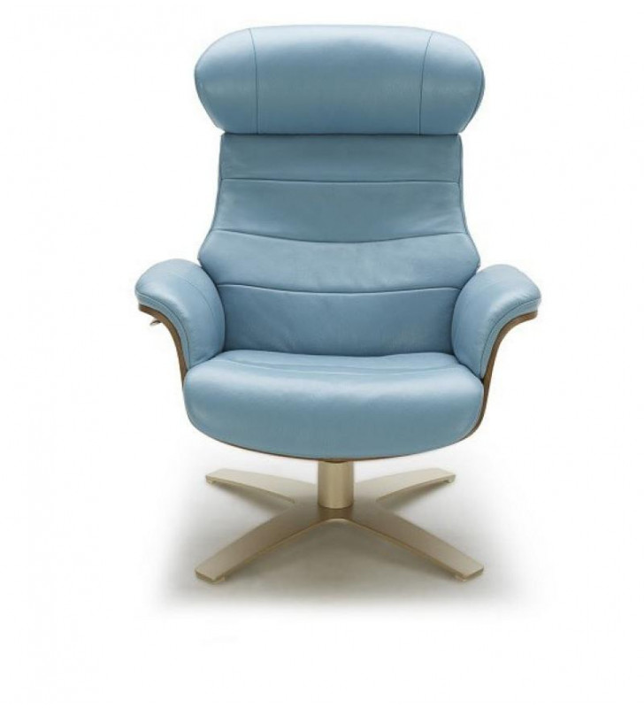 Premium Blue Italian Leather Lounge Chair Contemporary J&M Karma