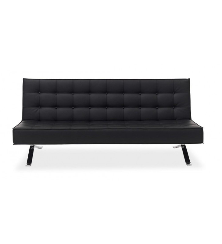 Black Faux Leather Sofa Bed Contemporary J&M JK044 
