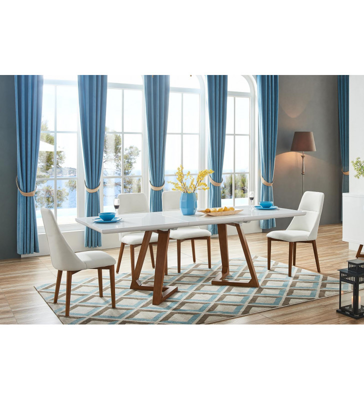Modern High Gloss Finish Extension Dining Table Set 7 Pcs ESF 1692-DT 1685-DC
