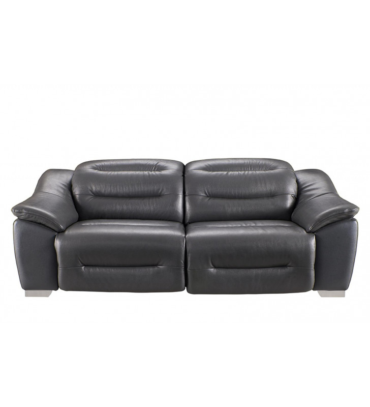 Dark Grey Top-Grain Leather Electric Recliner Sofa Contemporary ESF 972-3