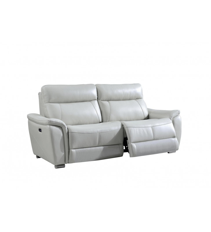 Light Grey Top Grain Leather Electric, Modern Electric Recliner Sofa Leather