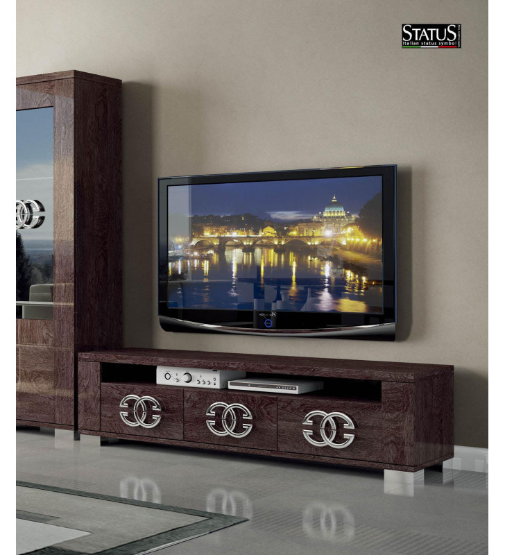 High Gloss Wenge 3-Door TV Stand Contemporary Made in Italy ESF Georgia 