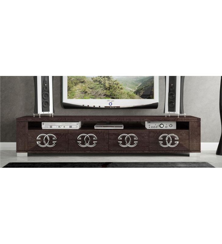 High Gloss Wenge 4-Door TV Stand Contemporary Made in Italy ESF Georgia 