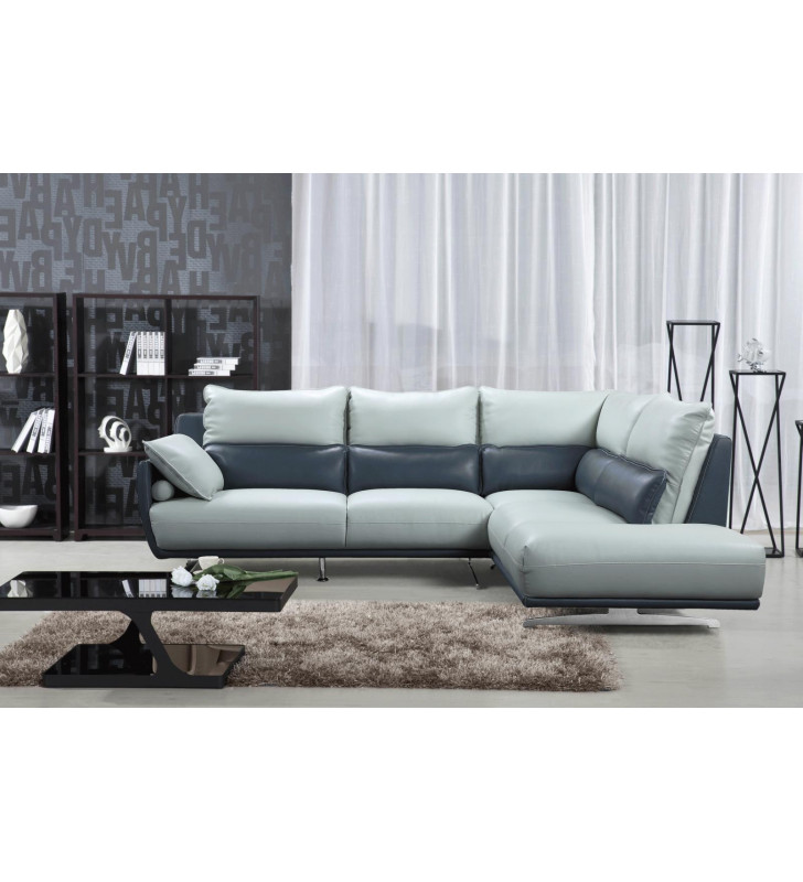 Light Grey Top-grain Leather Sectional Sofa RHC Contemporary ESF 6311