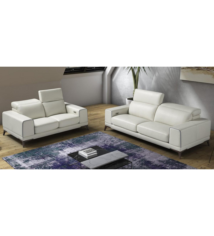 VIG Furniture Estro Salotti Bolton Italian Leather White/Blue Sofa Set 3P Modern