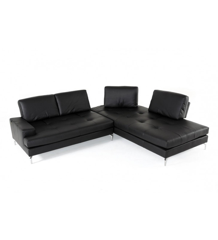 Black Full Genuine Leather Sectional Sofa RIGHT VIG Estro Salotti Voyager 