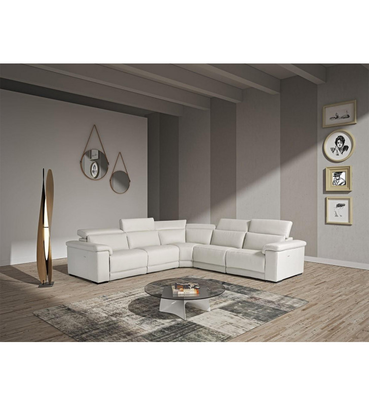 White Genuine Leather Sectional Sofa w/Recliners VIG Estro Salotti Palinuro