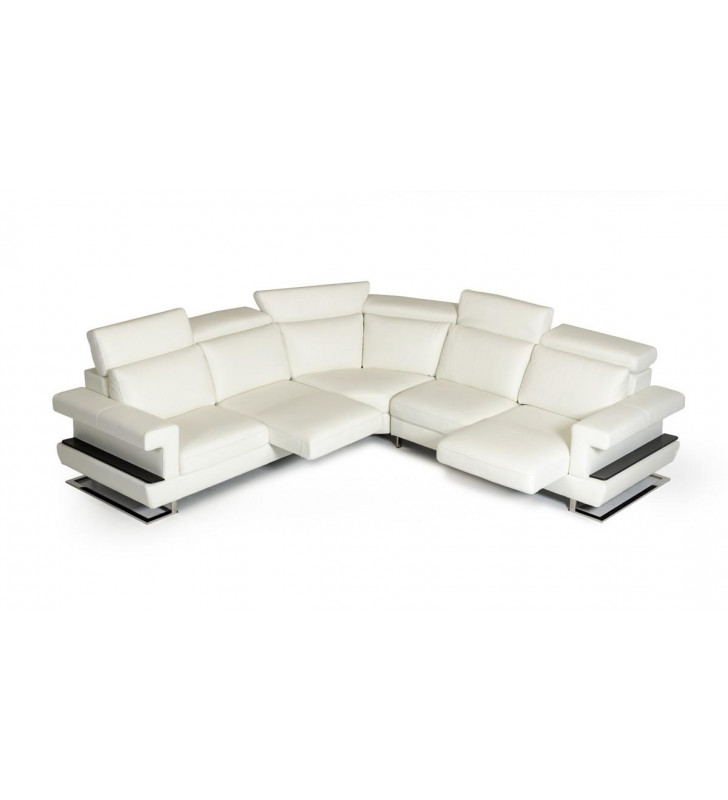 White Full Italian Leather Sectional Sofa VIG Estro Salotti Crosby Modern