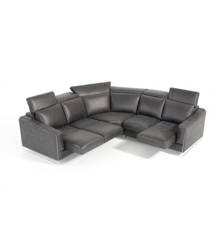 Black Genuine Italian Leather Sectional Sofa VIG Estro Salotti Ethan Modern