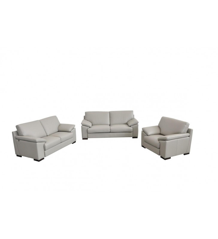 Grey Full Italian Leather Sofa Set 3Pcs Contemporary VIG Estro Salotti Morris