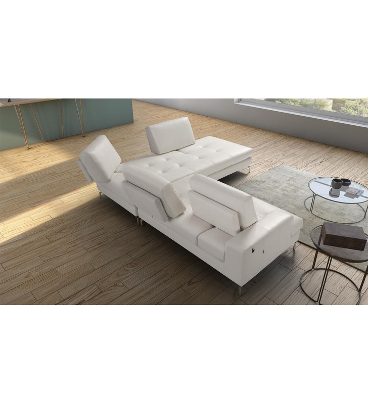 White Full Genuine Leather Sectional RIGHT VIG Estro Salotti Voyager Modern
