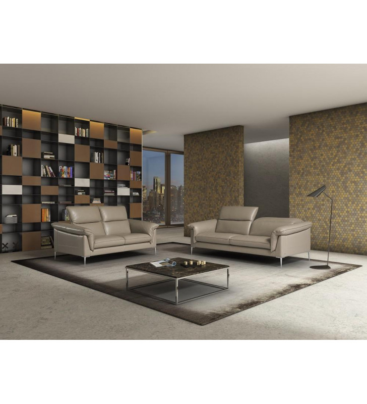 Taupe Italian Leather Sofa & Loveseat Set 2Pcs Made in Italy J&M Eden 