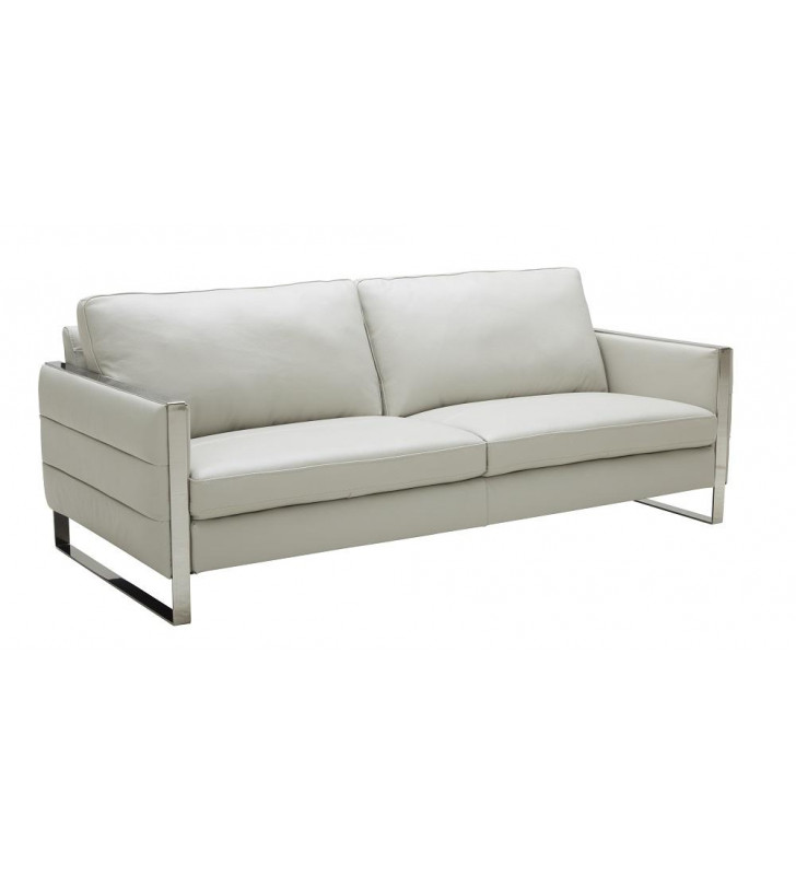 Light Grey Italian Leather Sofa Contemporary J&M Constantin 