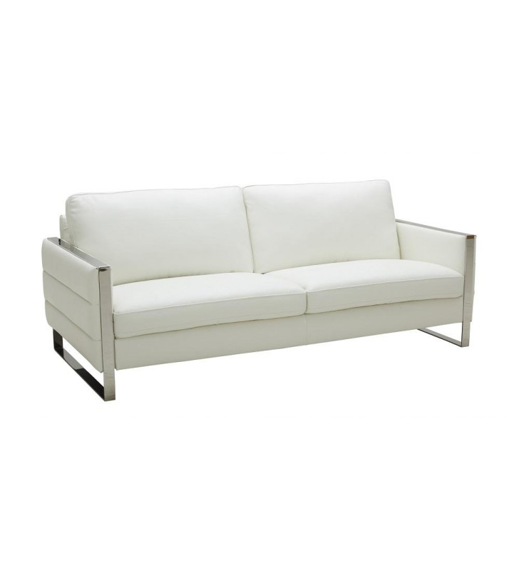 White Italian Leather Sofa Contemporary J&M Constantin 