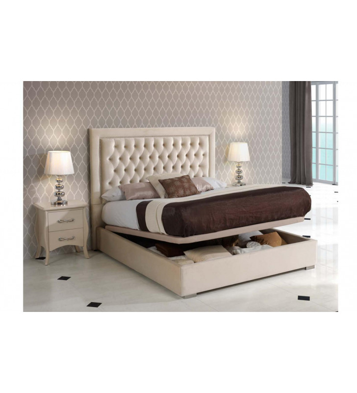 Ivory High Gloss Finish & Microfiber Queen Bedroom Set 3 Dupen Spain ESF Adagio