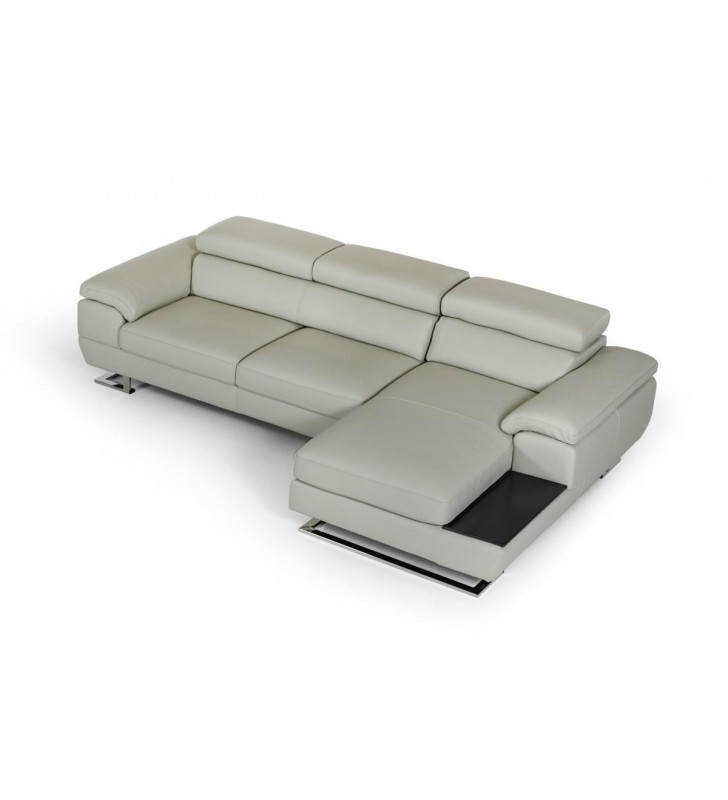 VIG Estro Salotti Invictus Pearl Grey Full Leather Sectional RIGHT SPECIAL ORDER