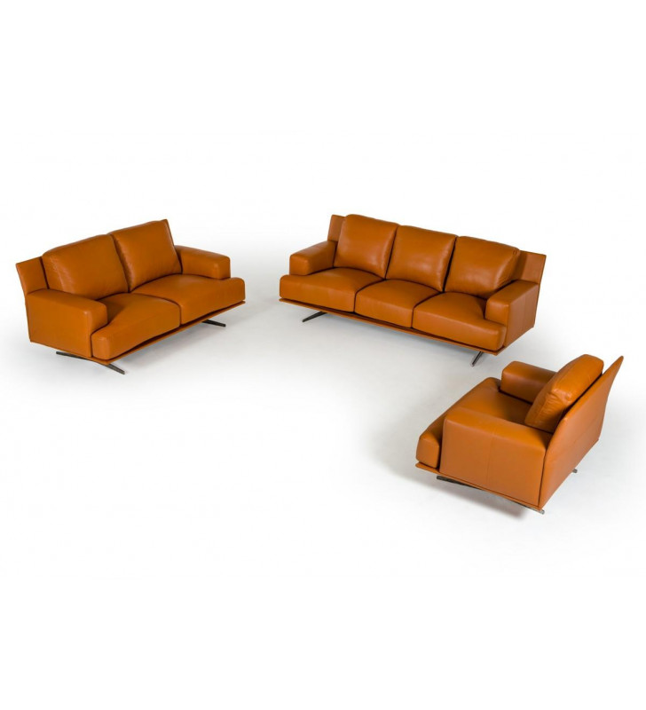 VIG Furniture Estro Salotti Foster Brown Full  Leather Sofa Set 3 SPECIAL ORDER