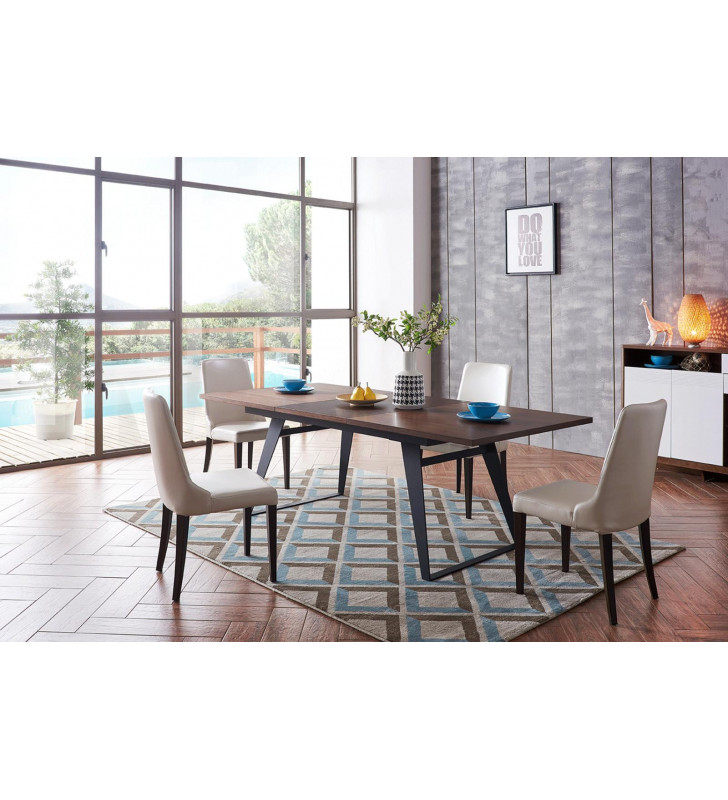 Casual Walnut Finish Dining Table Set 5Pcs Contemporary ESF 1518 -DT 1640-DC