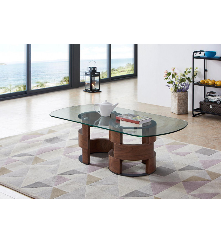 ESF 1601 10 mm Tempered Glass Coffee & End Table Set 2 Pcs Contemporary