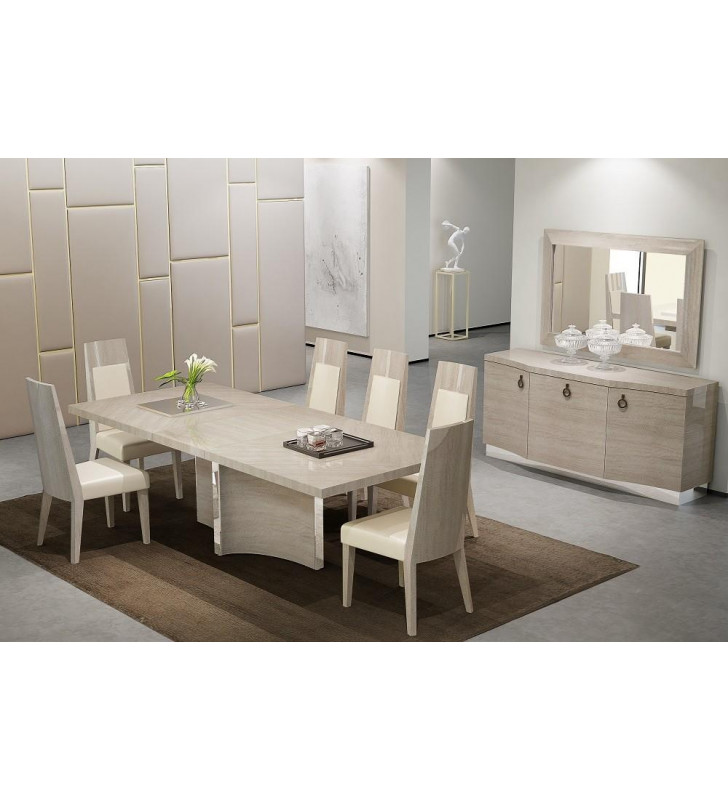 J&M Giorgio Contemporary Light Maple High Gloss Veneer Premium Dining Set 10Pcs